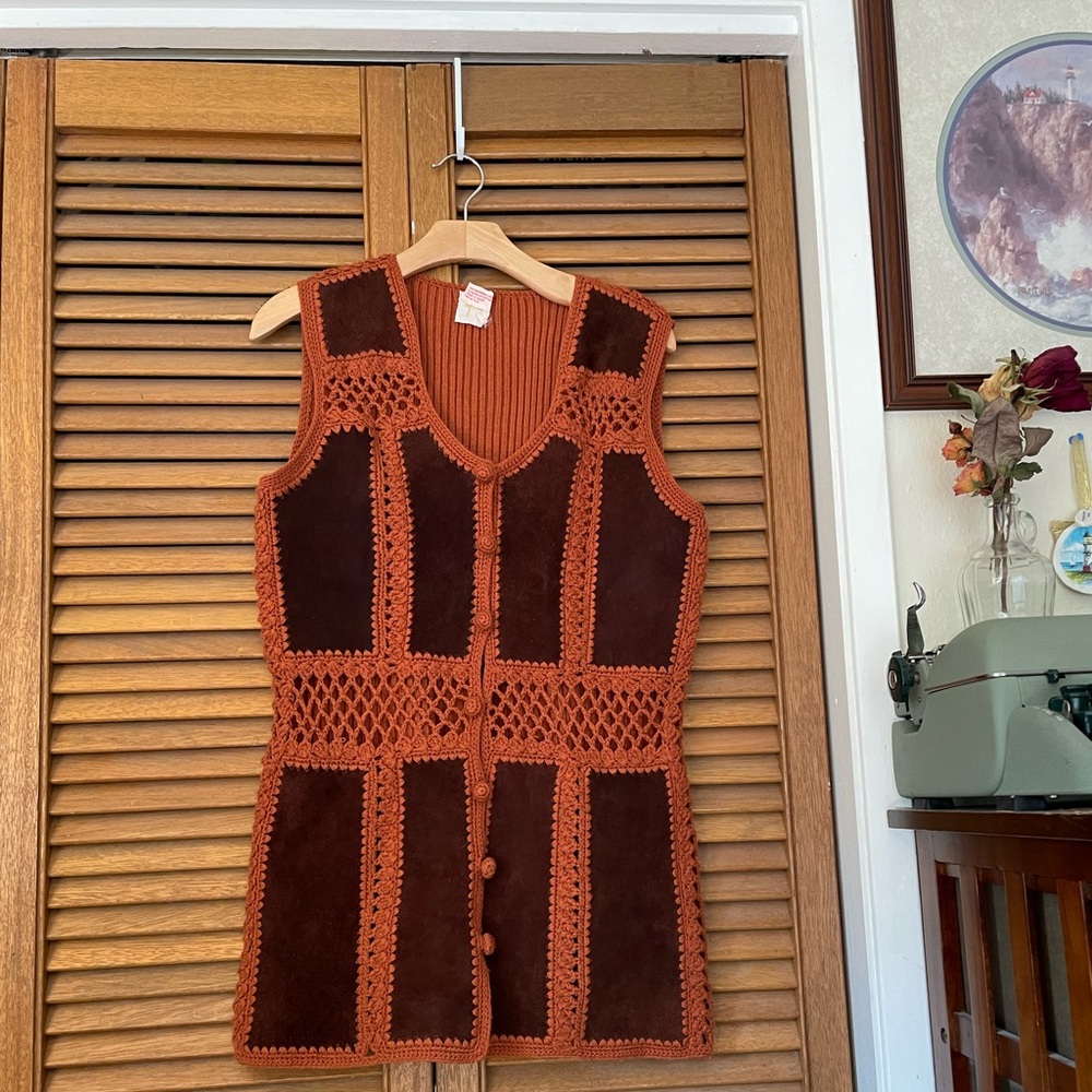 ✨ Vintage 70s Tarri Knit Leather Vest ✨